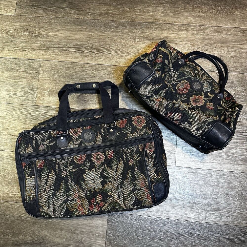 Adolfo Vintage Shoulder Bag And Carryon Tapestry Bag Set RARE